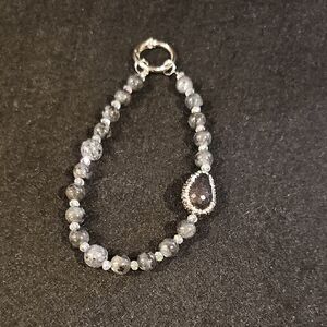 Elegant Gray Beaded Phone-Bag Charm